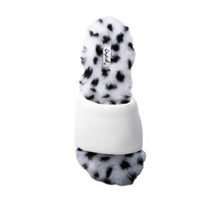 White Fluff Slide with Polka Dot Fur  Slipper